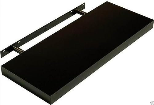 Homme Concept – 60cm High Gloss Floating Shelves, Black Wall Shelf with Invisible bracket, Display Shelves for Books, Photos, Ideal Home Decor Accessories for Bedroom, Living Room, Office, Kitchen.