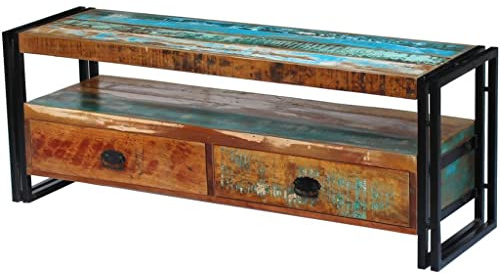Vitrine pour centre de divertissement, consoles, meuble TV en bois recyclé pour salon, chambre à coucher, etc