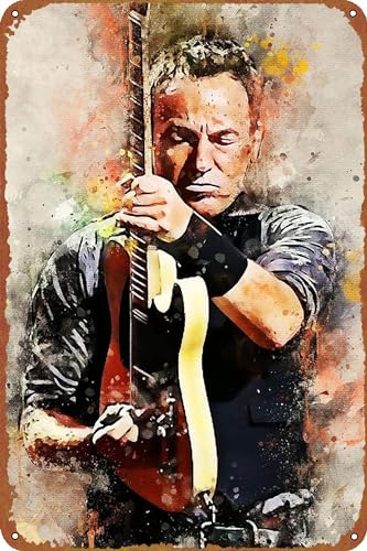 GTZAOB Bruce Springsteen Musikposter Metall Blechschild Retro Wandschilder für Zuhause Cafe Bar Pub Wanddekoration 20,3 x 30,5 cm