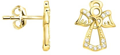 SOFIA MILANI - Damen Ohrringe 925 Silber - vergoldet/golden & mit Zirkonia Steinen - Engel Ohrstecker - E2333