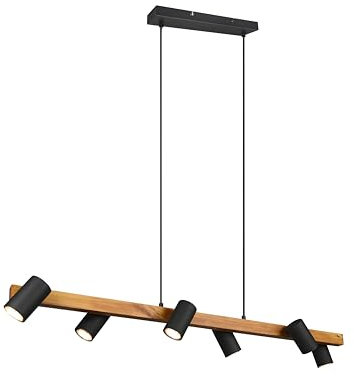 lightling modern Pendelleuchte Julie, 6-flammige Hängeleuchte, schwarz Metall, Esszimmer Küche Wohnzimmer, 6 x GU10 max. 35W, höhenverstellbar max. 150 cm, Breite 115 cm