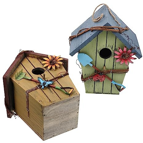 ABOOFAN Bird House Wooden Nest Decorative Feeder Safe Roosting Garden Accessory
