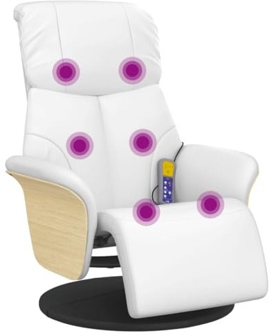 vidaXL Massagesessel mit Fußteil Weiß Kunstleder