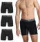STEP ONE Mens Boxers Shorts Multipack, 3 Pairs, Anti Chafing Underwear for Men, Moisture-Wicking Boxer Shorts with 3D Pouch. Fabric Made from Organic Bamboo Black and Grey Medium