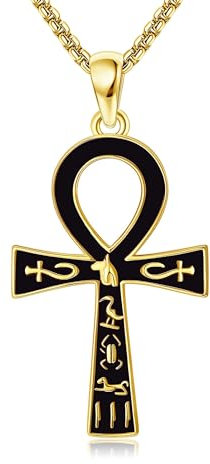 CUPENDA Ankh Halskette Sterling Silber Gold Ankh Kreuz Anhänger Halskette Altägyptischer Schmuck Geschenke für Männer Jungen Frauen