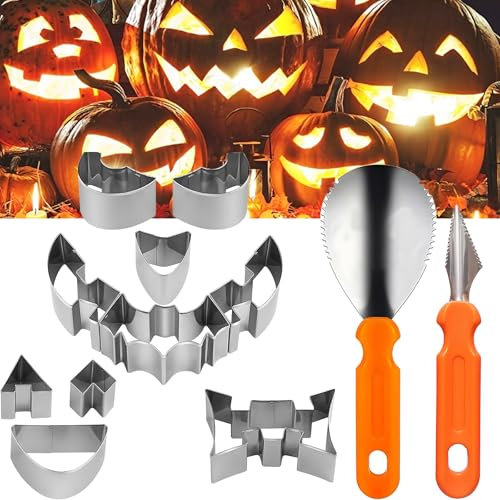 XineYuor Kürbis Schnitzset,12 Stück Schnitzwerkzeug Kürbis,Kürbis Schnitzen Werkzeug Kürbisschnitzwerkzeuge Edelstahl DIY Halloween Kürbis Schnitzwerkzeug Kürbisschnitzset für Kinder Erwachsene