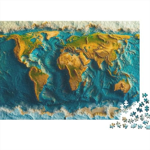 lihuogongsio 3D-Karte 1000 Stück Puzzles Weltkarte Lernspiel Spielzeug Geschenk Geschicklichkeitsspiel Für Die Ganze Familie Schöne Geschenkidee DIY Kreative Unterhaltung 1000pcs (75x50cm)