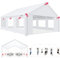 COBIZI Pavillon 6x6m, Partyzelt 6x6m Wasserdicht Stabil, mit PE-Plane inkl, Erdnägel und Seile, Metall Gartenzelt, UV-Schutz 50+ Luxus Hochzeitszelt Festzelt, Weißes Zelt