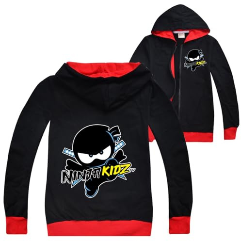 TBNRFrags Boys Hoodies Zipper Ninja Kidz Kids Sports Hoodie Cartoon Print Cotton Coat Boys Sweatshirts Jacket (UK, Age, 9 Years, 10 Years, Regular, Black)