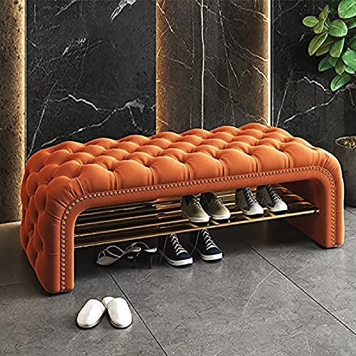 Modernes Samt-Schuhregal, Aufbewahrungsbank mit Schuhschrank, 80 x 40 x 45 cm, stilvoller Knopfeingang, Bett-End-Hocker (78,7 x 40,6 x 45,7 cm)