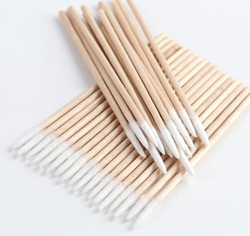 200 bastoncillos de algodón puntiagudos de madera de 7 cm para tatuaje, cejas, belleza, maquillaje, uñas (bambú)