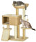 PawHut Rascador para Gatos con Casa, Percha y Pelota de Juego, Árbol para Gatos Hecho de Madera, Poliéster, Sisal y Algodón PP, 60x40x98 cm, Marrón y Beige