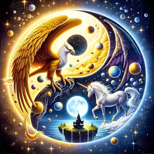 QINRUBB DIY Yin und Yang Diamond Painting Erwachsene, 5D Tai Chi Diamant Painting Bilder Anfänger, Adler Runder Vollbohrer Diamanten Malerei Stickerei Kreuzstich Geschenke Home Wand Dekor 30x30cm