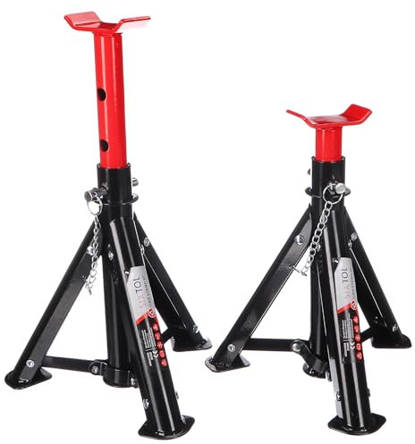 SIXTOL Mechanic CAR Stand 2T | Faltbare Kfz-Unterstellböcke | 2 Stück | Tragkraft 2 Tonnen | Höhenverstellbar | Kompakt und tragbar