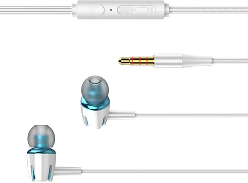 Naqqios Écouteurs filaires, Aucune réduction du Bruit du Son Surround Intra-auriculaire | Chapeau en Silicone adapté à la Peau, pour Le Sport, l'ordinateur, téléphone, appareils Jack de 3,5 mm