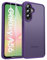 FLLAO Opaca Cover Compatibile con Samsung Galaxy A56 5G con 2 Vetro Temperato, [Della Fotocamera Protezione] Anticaduta Antiurto Anti-Graffio Anti-Impronte Hard PC Glassata Custodia Viola Scuro