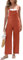 HOTIAN Salopette da donna in lino, estivo, elegante, in lino, lungo, casual, con grandi tasche, Colore: rosso, M