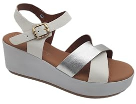 Primo Calzature Comodissimi Sandali Estivi Donna con Zeppa, Scarpe Estive ed Eleganti, Sandalo in Pelle Comodo e Alto, 100% Made in Italy