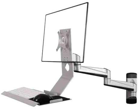 Listed TV Mount Silver Wall Mount Double Arm with Regular Tray Monitor Stand Collapsible 90° Motion TV Bracket