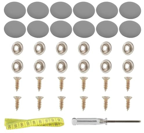 Fegtrtyoa 1Set Leather Snap Upholstery Buttons Fit for Tufting Furniture Bed Sofa Chair, Car Seat RV Roof Grey