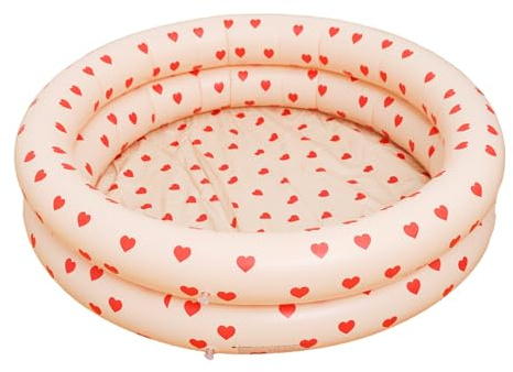 Piscina gonfiabile a forma di cuore pieghevole con morbida base imbottita | Vasca rotonda multifunzionale per giochi d'acqua estivi, vasca da bagno, divertimento in giardino all'aperto, piscina