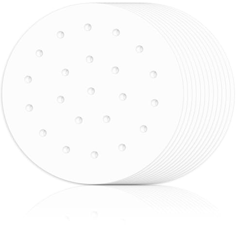 100 piezas de papel pergamino para freidora de aire, forros de 8 pulgadas perforados redondos para freidora de aire, forros de filtro, papel de bambú perforado para freidora de aire