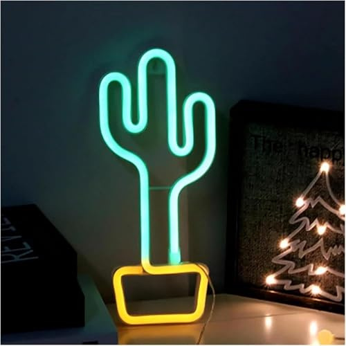 Lazmira Enseigne au néon Luminaires Pour Cactus En Pot Néon, Batterie 5V, Alimenté Par Lampe De Signe Pour Chambre D'enfant