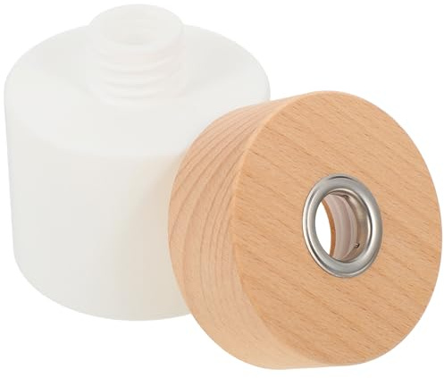 MINAOLULUS Zylindrische Aromatherapie Diffusorflasche 100 Ml Mattweiß aus Glas mit Holzdeckel Wiederverwendbarer Duftflakon für Ätherische Öle Raumduft Dekoration für Wohnzimmer
