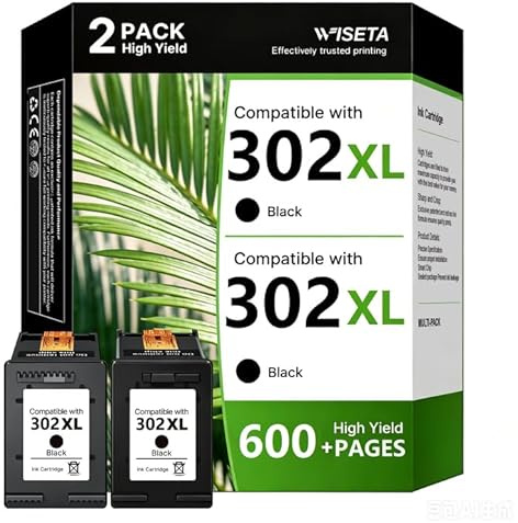 302 XL Kompatibel für HP 302 druckerpatronen Multipack 302XL patrone für HP Envy 4525 4520 4522 4527 4524 DeskJet 3630 3636 3638 3639 OfficeJet 3830 3831 3833 (2Schwarz,2-Pack) tintenpatronen