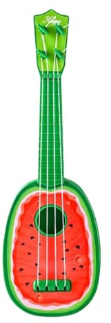 YiNLuax Kinder verspielte Ukulele aus Kunststoff mit Obst Thema, 4-saitige Gitarre für Musiklernen und Familieninteraktion, lustiges Ukulele Spielzeug mit Obst Thema