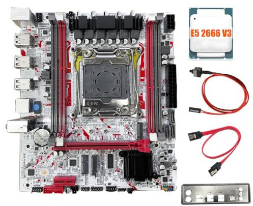 Awwertse X99 Motherboard+ E5 2666 V3 CPU Gaming LGA 2011-3 DDR3 HM55 Chip X99G757 Supports Up to 64GB of Memory