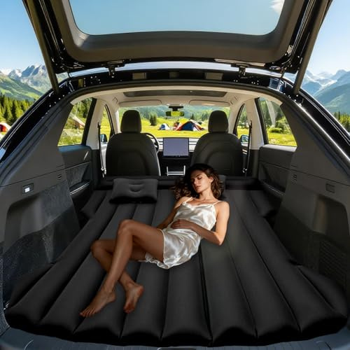 AGEMANY Auto Luftmatratze, Aufblasbare Matratze für Model Y SUV Kofferraum | Klappbar Schlafmatte Auto Matratze| Autobett Camping Air Mattress Luftbett für Car Trcuk VAN Outdoor Road Trip| Schwarz