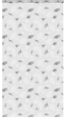 QJBSAVVA Duschrollo mit Kassette 140x240 cm - Seitenzugrollo für Badewanne und Dusche - Stoffbreite 136 cm - Deckenmontage Wandmontage - PEVA Sichtschutz mit Blättermuster