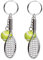 Raquette de Tennis Keychain, porte-clés en métal Creative Keychain Sport Keyring Tennis Ball (2 pièces)