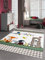 Kinderteppich Spielteppich Kinderzimmerteppich Tiere mit Bär Fuchs Hase Igel Eule Vögel in Beige Braun Orange, Größe 80x150 cm