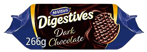 McVitie's Dark Chocolate Digestive Biscuits, 266 g (Pack of 1) | Indulgent Treat, Vegetarian Friendly, Fiber-Rich Snack, Satisfying Crunch