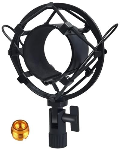 Tentucro 42-47mm Microphone Shock Mount with Metal Adapter Anti-Vibration High Isolation Metal Mic Holder Clip, Fits for Diameter of 42-47mm Microphone in Broadcasting, Recording, Etc. M