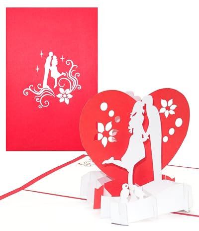 3D Pop-Up Karte The Kiss zur Verlobung, Hochzeit, Geburtstag oder Valentinstag