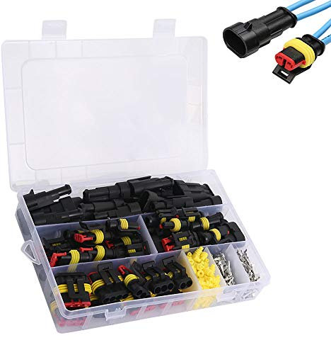352 Pcs Connettore Impermeabile Auto 1/2/3/4 Pin,Elettrico Connettore Kit,Connettore Isolato e Sigillato,1.5mm Terminale Spina Connettore Impermeabile per Auto Camion Marina Moto