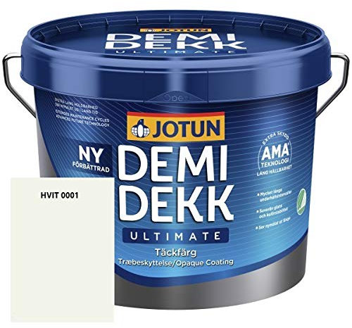 JOTUN DEMIDEKK ULTIMATE Täckfärg Holz-Farbe | Wetterschutz | Holzschutzfarbe | Verschiedene Größen und Farben (3 Liter, HVIT 0001)