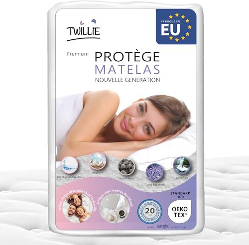 Twillie – Matratzenschoner 90 x 190 cm Wasserdicht - Matratzen-Topper zertifiert Oeko-TEX® Aegis® - Atmungsaktive Matratzenauflage – Hygienischer Anti-Milben Matratzenbezug - 20 Jahre Garantie