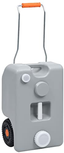 vidaXL Depósito de Agua con Ruedas para Camping Tanque Jardín Caravana Acampada Bebidas Transporte Bidón Camper Patio Aire Libre Exterior Gris