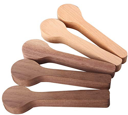 Wood Carving Spoon Blank Beech and Walnut Wood Unfinished Wooden Craft Whittling Kit for Whittler Beginners (5 Pack)