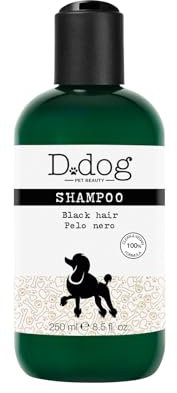 D.DOG | Shampoo Pelo Nero, Shampoo per Cani, Rimuove lo Sporco e Protegge il Manto Nero o Scuro, con Olio di Canapa ed Estratto di Semi di Chia, 250ml