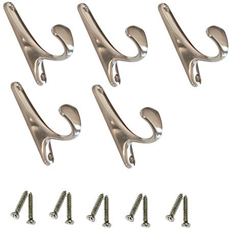 BRESKO 5Stk. Kleiderhaken 1er 1 Haken Garderobe Wandhaken einfach Garderobenhaken Nickel Silber