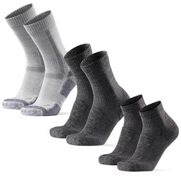 DANISH ENDURANCE Chaussettes de Randonnée en Laine Mérinos Anti-ampoules, Longues & Courtes, Lot de 3- Chausettes de Trekking pour Hommes & Femmes