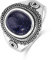 DJMJHG Luxus Big Blue Sandstein Vintage Ring Für Frauen Männer 925 Silber Edlen Schmuck Party Jubiläum Hochzeitsgeschenk 10