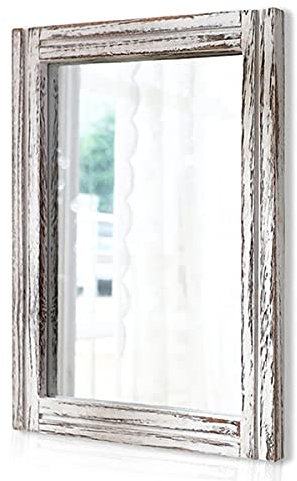 AAZZKANG Espejo de pared grande de madera rústica de 65 x 45 cm, rectangular, decorativo, casa de campo, dormitorio, baño, decoración de pared para el hogar