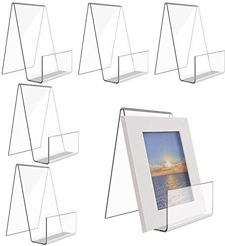 6 PCS Acrylic Book Display Stands, Transparent Display Stands, Multi Purpose Artwork Stand Holder for Restaurant Coffee Shop Bookstore,14.5x11.5x10cm (Acrylic-6 Large)