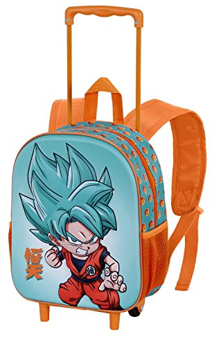 Dragon Ball Blue-Kleiner 3D Rucksack mit Rädern, Mehrfarbig